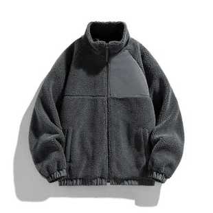 Cross-border Autumn and Winter Lamb Wool Women's Fleece-lined Thickened Jacket Couple's Casual Fleece Collar Loose Warm Jacket for Men