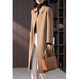 Elegant double-sided cashmere coat women's 2024 autumn and winter new Korean style mid-length wool