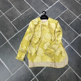24 Southern Oil Autumn and Winter New Chinese-style Silk Jacquard Round Neck Slant Placket Lace Skin-friendly Comfortable Guofeng Shirt Top
