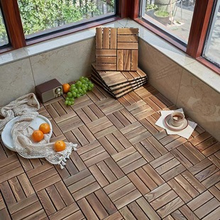 Anti-corrosion wood floor Sunshine room floor Outdoor terrace corridor dedicated self-paved carbonized solid wood balcony wood floor