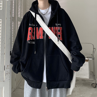 American High Street Heavy 250g Cardigan Sweater Men's Design Sense Niche oversize Fashion Brand Autumn and Winter Hooded Jacket