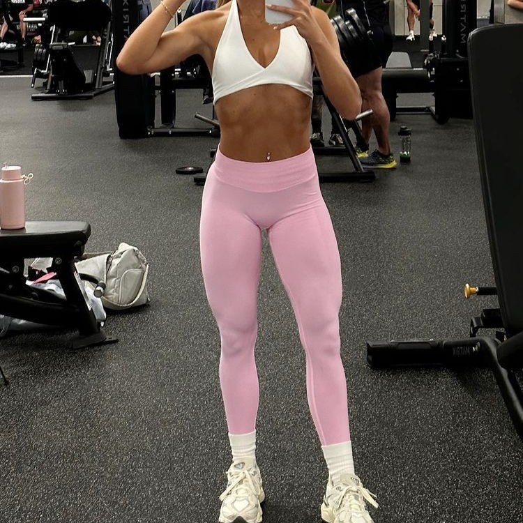 Three-Section Mid-Waist Dfy Yoga Pants European and American Seamless Tight-Fitting Fitness Pants for Women, Butt-Lifting, Outdoor Sports Long Pants