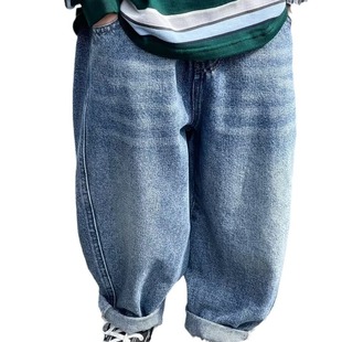 Children's Clothing Handsome Pants Spring Popular Jeans 2024 New Spring Boys and Girls K-style Casual Pants Trend
