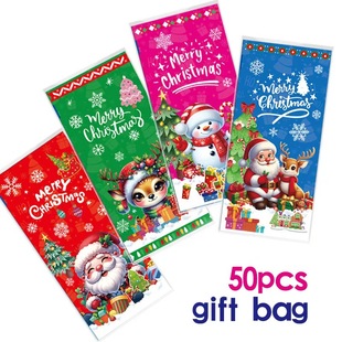 Cross-border Amazon Christmas Candy Bag Cookie Apple Packaging Bag Children's Gift Strap Ribbon Flat Pocket