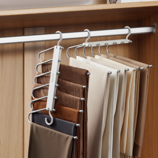 Folding Pants Rack Multi-functional Multi-layer Pants Hanger Household Magic Pants Clip Wardrobe Built-in Storage Artifact Pants Hanger