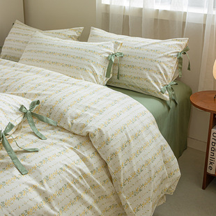 Original ins Cherry four-piece cotton 1.5m quilt cover bed sheet dormitory three-piece set