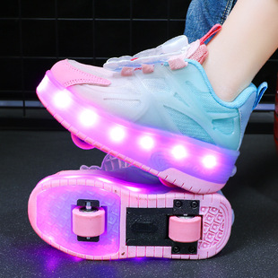 Culomi Girl's Lizzie Shoes New Summer Children's Mesh Sports Roller Skate Girl's Skating Light Shoes