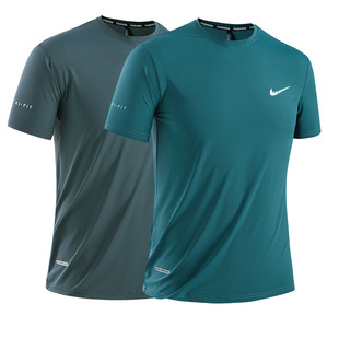 A generation of hair brand men's ice silk short sleeve T-shirt 2025 summer new plus size round neck casual quick-drying cool feeling