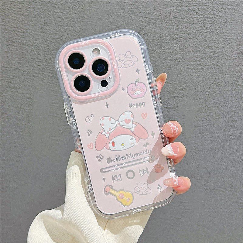 Cartoon Music My Melody Apple 16 Pro Max Phone Case iPhone 17 Full Coverage 15 Feathered Cream 14 Stand