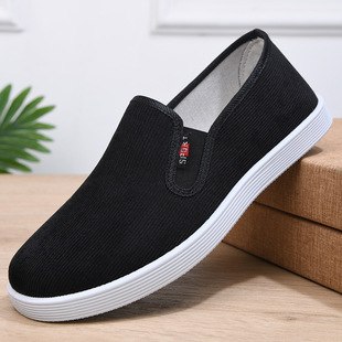 Spring 2025 New Old Beijing Cloth Shoes Men's Shoes Coil Velvet Casual Shoes Men's Black Work Shoes Breathable Dad Shoes