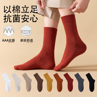 2025 Soft Combed Cotton Boneless Moon Socks 7A Antibacterial Breathable Stockings Morandi Solid Color Casual Socks