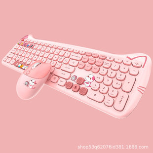 MOFII Skyscraper Hand Factory Hot Selling Wireless 2.4G Keyboard Mouse High Color Value Girl Pink Cute Cartoon suit