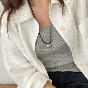 Black braided rope love necklace 2023 new popular clavicle chain Women's Light luxury niche decorative necklace accessories