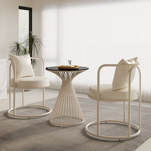New Single Sofa Chair Light Luxury Dressing Chair Household Cream Style Balcony Table and Chair Milk Tea Shop Combination Simple Coffee Table