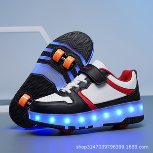 Cross-border four-way shoes men's and women's children's soles with wheels Yan-value skates wheels removable shoes