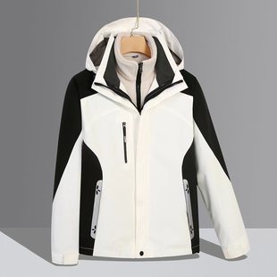 Outdoor Jacket Men's Three-in-One Winter Waterproof Jacket Fashionable Work Clothes for Men and Women Printable logo