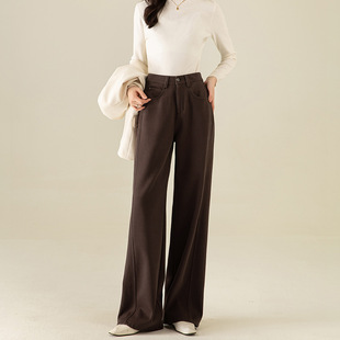 Xinge Cotton Linen fleece-lined Wide Leg Pants Machete Pants Women's New Winter Loose Casual Mop Pants Brown Banana Pants