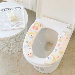 Cartoon cute household plush bathroom toilet autumn and winter warm toilet cover Japanese two-piece toilet seat cushion