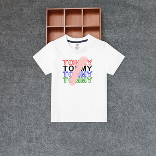 Cross-border wholesale pure cotton fashion brand children's clothing boys and girls short-sleeved T-shirt loose children's thin T-shirt half-sleeved top