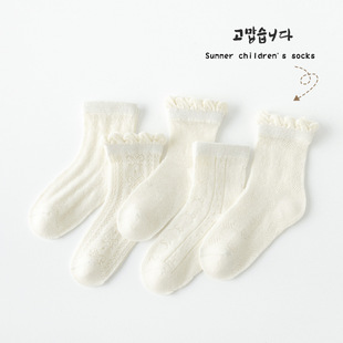 Children's Socks Spring and Summer Ultra-thin Girls White Lolita Mesh Socks Girls Baby Lace Princess Cotton Socks
