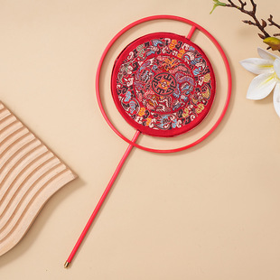 Wedding fan handmade hand-held Flower double circle Chinese wedding DIY material package ancient style bridal fan Xiuhe fan