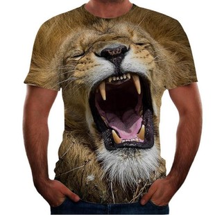 2024 Cross-border Foreign Trade Animal Printed 3D T-shirt Tiger Short-sleeved Men's Lion T-shirt Casual New Style Wolf Dog