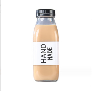 300ml new glass beverage bottle fresh milk bottle plastic anti-theft cap sealed juice bottle milk tea yogurt bottle