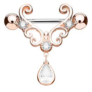 Fashion classic cross-border e-commerce water drop zircon nipple ring medical stainless steel anti-allergy nipple nail barbell puncture jewelry