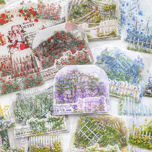 Paper Trace Wood Hedge Spring Series Flower Hedge Landscape PET Film Sticker ins Wind Photo Frame Card Collage Material Sticker
