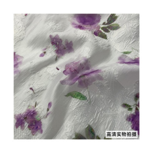 New style organza cut flowers and rotten flowers printed new Chinese style cheongsam shirt French style dress fabric