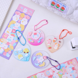 Laser goo card stickers cute DIY Journal stickers girl Journal album decorative stickers aidou goo card stickers