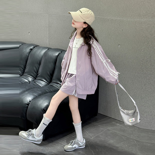 Girls' Summer Sunscreen suit 2025 New Fashion Girls' Korean Style Stylish Lace Sunscreen suit
