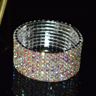 Factory Direct sales exaggerated multi-row bride all-match Diamond full diamond stretch bracelet wholesale AliExpress 1005