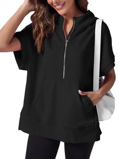 2024 Cross-border Explosions plus size Half Zip Hoodie Short-sleeved Sweater Women's Summer Fashion Amazon Independent Station