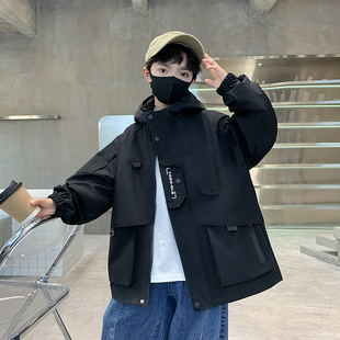 Boys' Coat Spring and Autumn 2025 New Handsome Big Children's Spring Coat Handsome Boy's Fried Street Fashionable and Cool