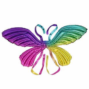 New balloon net red butterfly wings photo props luminous aluminum film butterfly wings balloon party sequin wings