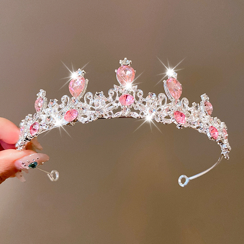 Princess Crown Tiara Children's High-End Crystal Headband Girls Headband Little Girl Birthday Crown Baby Hairpin