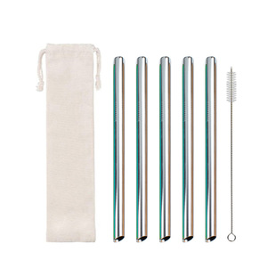 Amazon 12mm diameter straw tip color titanium milk tea smoothie Boba 304 stainless steel straw suit