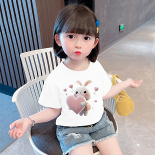 Summer cotton short-sleeved T-shirt for boys and girls New 2024 baby baby Western style half-sleeved T-shirt children's top clothes