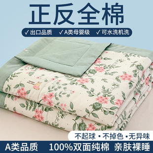 Class A Mother and Child Grade Cotton Printed Summer Cool Quilt Air-conditioning Quilt Summer Thin Student Dormitory Single Quilt Core Machine Washable