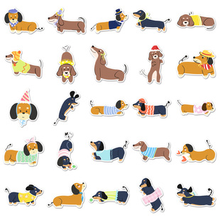 50 Original Dachshund Dog Graffiti Stickers Cartoon Cute Hand-painted Animal Decorative Water Cup Mobile Phone Luggage Stickers