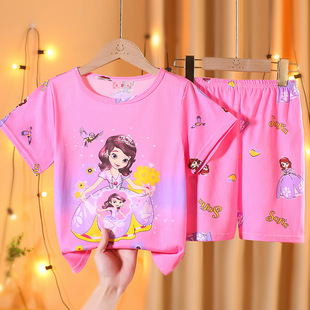 Cross-border children's pajamas girls summer thin short-sleeved boys large children's suits children's cartoon home clothes wholesale