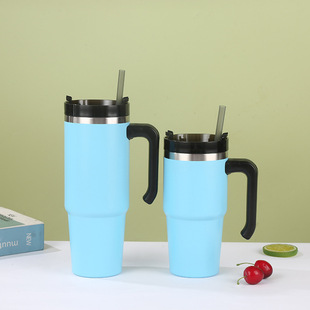 30oz Автомобильный кубок Ice Ba Cup Большая емкость Спортивный стакан для воды для мужчин и женщин кружка для сопровождения ручки чашка кофе соломинка термальная чашка