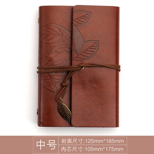 Amazon Strap Hand Ledger Vintage Leaves Loose-leaf Removable Creative Antique Kraft Paper Hand Ledger Custom