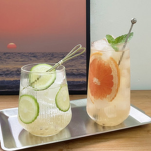 High Beauty Value Glass Drinking Cup Fruit Tea Cup Ins Style Household Summer Cold Drink Fruit Juice Drink Cup Coffee Cup