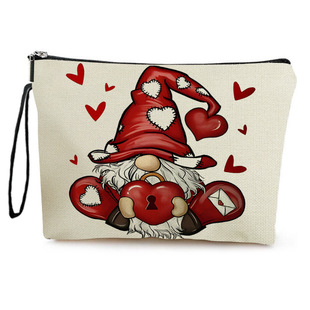 Cross-border Valentine's Day Cosmetic Bag Dwarf Printed Storage Bag Women's Mouth Cosmetic Bag Portable Storage Bag