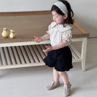 Baby clothes thin children's summer clothing Korean children's clothing 2025 summer new girls short sleeve doll shirt short pants cover