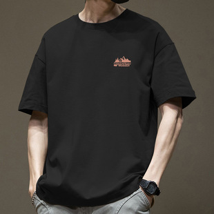 Hong Kong Style Japanese Style Heavy Cotton Short-sleeved T-shirt Men's Summer Wear American Style High Street Ins Fashionable Brand Handsome Loose