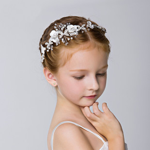 Amazon Children's Hair Accessories Little Girl's Headwear Princess Hair Band Korean Style Girls' Headflower Birthday Performance Accessories White