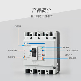 Chint molded case leakage circuit breaker 125A three-phase four-pole 3-pole 4P NM1LE-125S/4300 leakage protection switch